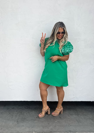SPRING FORWARD EMBROIDERED DRESS