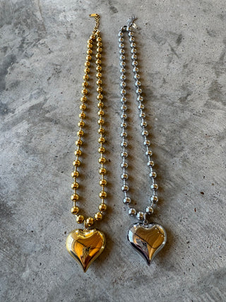 HEART BALL CHAIN NECKLACE