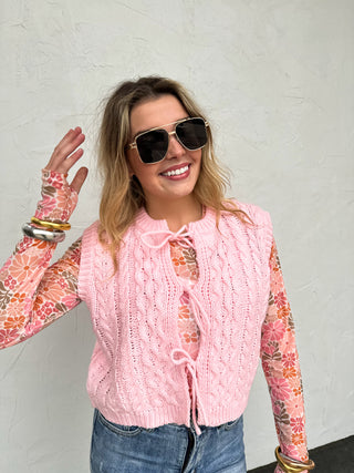 FLORA TIE FRONT SWEATER VEST