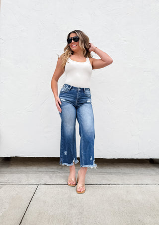 2ND CUT- ASH CROP WIDE LEG JEAN