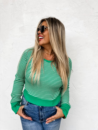 RAYNAA WAFFLE STRIPE TOP