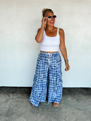 PREORDER- PLAID BEHAVIOR WIDE LEG PANTS
