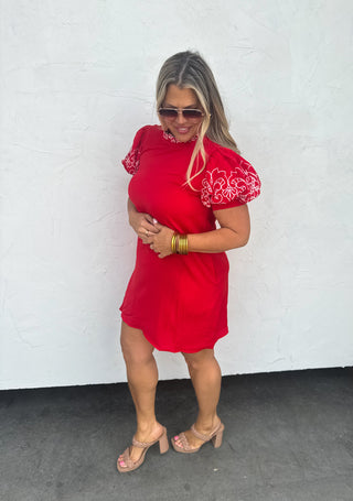 SPRING FORWARD EMBROIDERED DRESS