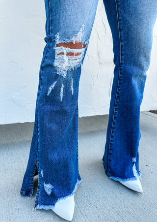 DIESEL DARK WASH SPLIT HEM JEAN