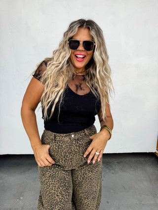 2ND CUT CHEETAH BARREL JEANS
