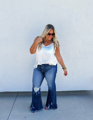 DIESEL DARK WASH SPLIT HEM JEAN