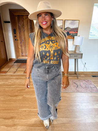 PREORDER - GREY CLOVER FRONT POCKET JEANS