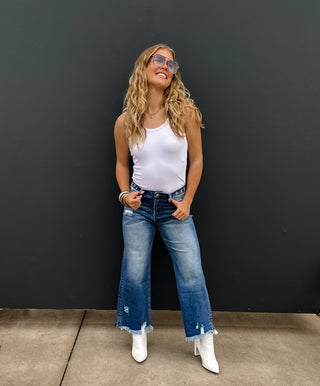 2ND CUT- ASH CROP WIDE LEG JEAN