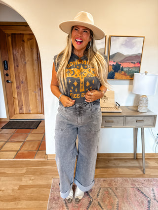 PREORDER - GREY CLOVER FRONT POCKET JEANS