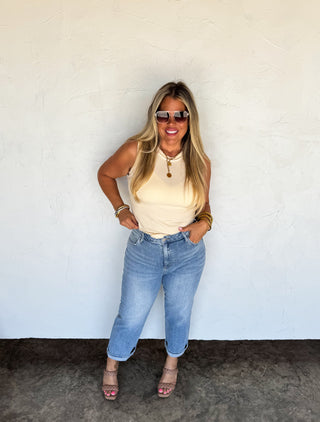 SUMMER BIANCA STRIPED RIBBED TANK