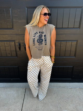 BOLD BLOCK CHECKER PANTS- NEUTRALS