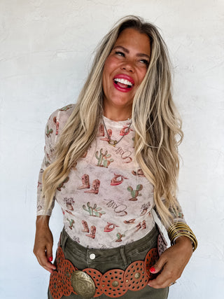 BOOTS & BLOOMS COLLECTION MESH TOPS