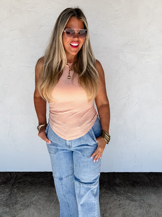 SUMMER BIANCA STRIPED RIBBED TANK