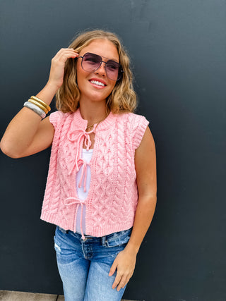FLORA TIE FRONT SWEATER VEST
