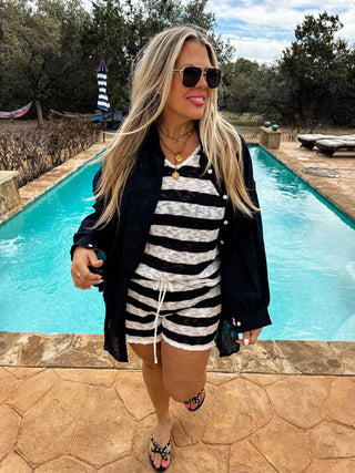 LONGER STYLE- SANTORINI SHADE GAUZY TOP