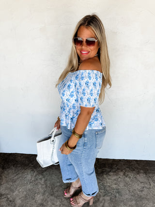 ESSIE FLORAL SMOCKED TOP