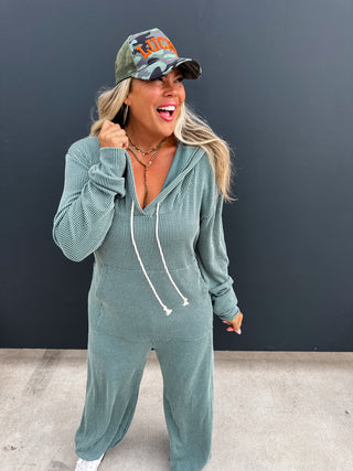 RIBBED HAYDEN HOODIE JUMPSUIT