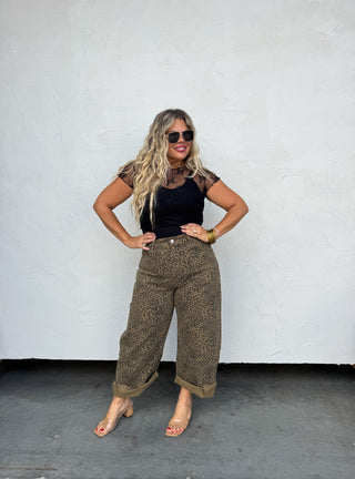 2ND CUT CHEETAH BARREL JEANS