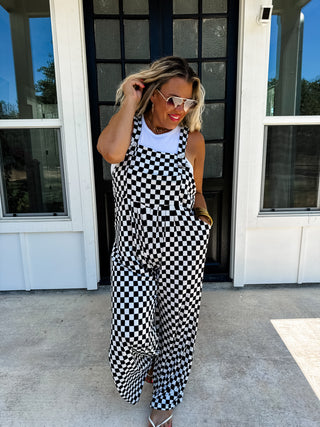 CHECKERED KARLI BOHO OVERALLS