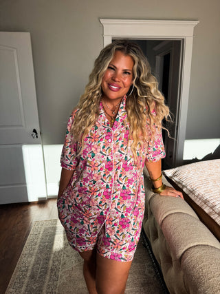 FLORAL AND CHERRIES PJ SET
