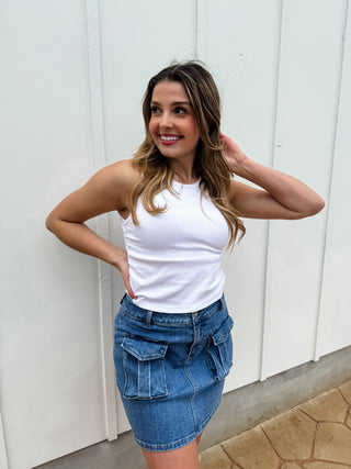 DENIM CARLY CARGO SKIRT
