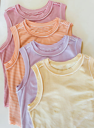 SUMMER BIANCA STRIPED RIBBED TANK