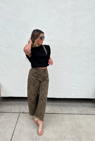 2ND CUT CHEETAH BARREL JEANS
