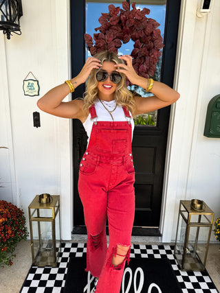 DAHLIA CROP WIDE LEG OVERALLS