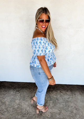ESSIE FLORAL SMOCKED TOP