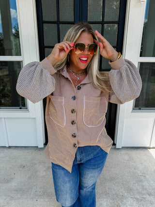 IN THE MOMENT KNIT SLEEVE TOP