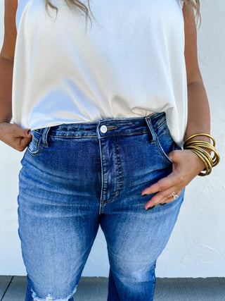 DIESEL DARK WASH SPLIT HEM JEAN