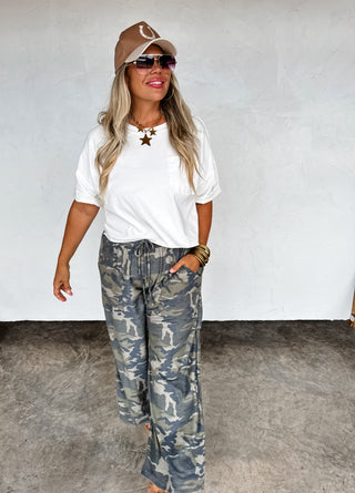 HADDIE CAMO WIDE LEG PANTS