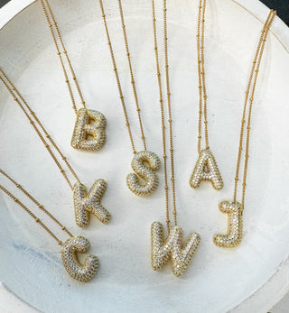 DIAMOND BUBBLE LETTER NECKLACE