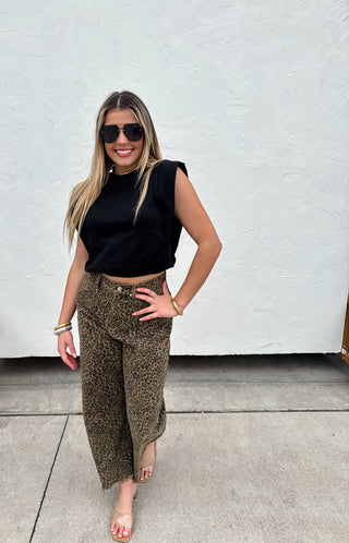 2ND CUT CHEETAH BARREL JEANS