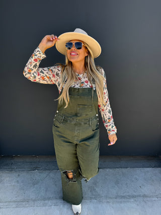 DAHLIA CROP WIDE LEG OVERALLS