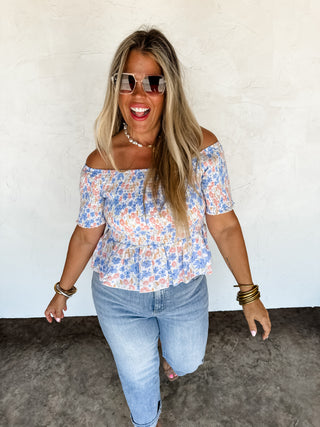 ESSIE FLORAL SMOCKED TOP