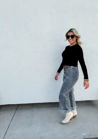 PREORDER - GREY CLOVER FRONT POCKET JEANS