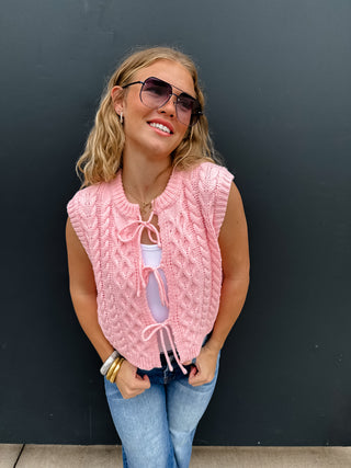 FLORA TIE FRONT SWEATER VEST