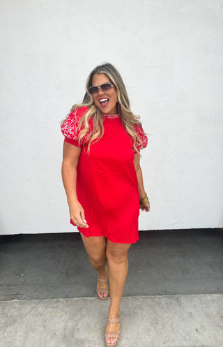 SPRING FORWARD EMBROIDERED DRESS