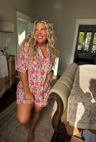 FLORAL AND CHERRIES PJ SET