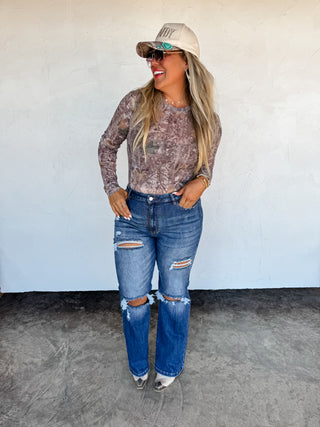 PREORDER- CAMO WOODS MESH TOP