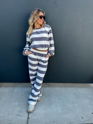 LET'S JUST LOUNGE STRIPE SET