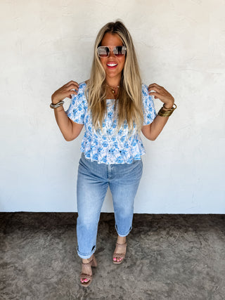 ESSIE FLORAL SMOCKED TOP