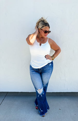 DIESEL DARK WASH SPLIT HEM JEAN
