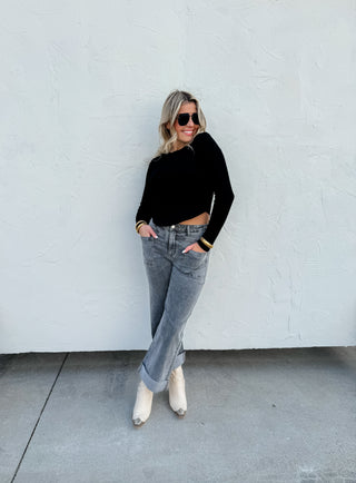 PREORDER - GREY CLOVER FRONT POCKET JEANS
