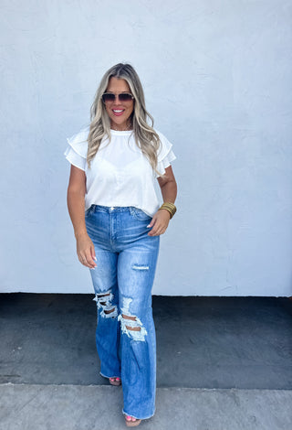 BLAKELEY MEDIUM WASH DISTRESSED JEANS