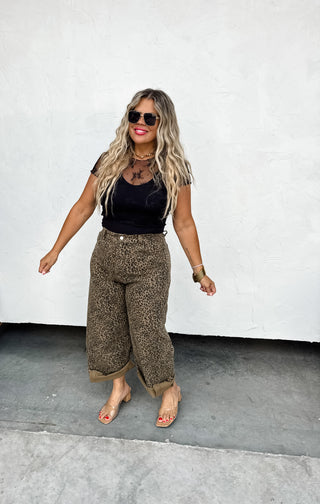 2ND CUT CHEETAH BARREL JEANS