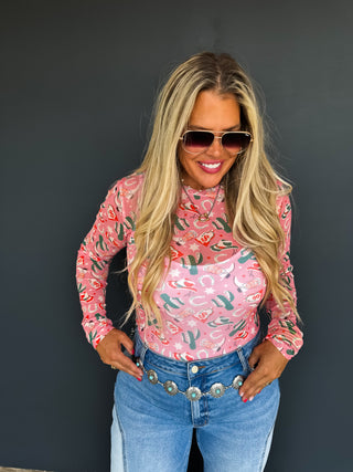 BOOTS & BLOOMS COLLECTION MESH TOPS