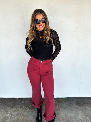 PREORDER- BURGUNDY URBAN NON DISTRSSED CROP JEAN