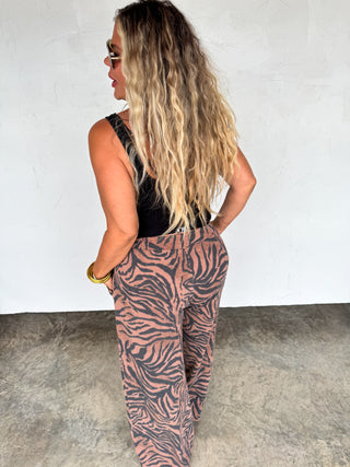 PREORDER- ZEBRA HADDIE WIDE LEG PANTS
